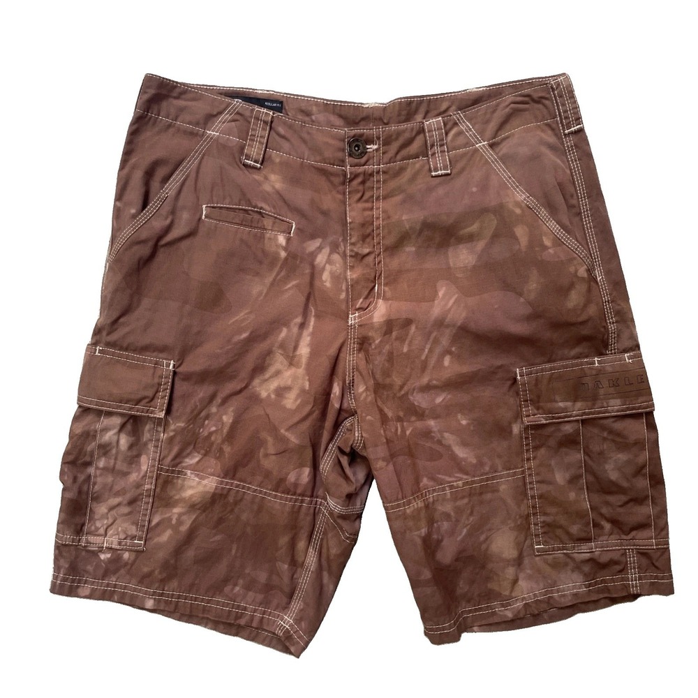 Oakley Men's Cargo Shorts Size 32 Regular Fit Brown Custom Dyed Upcycled